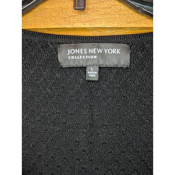 Jones New York Top Shirt Size L Black Knit Stretchy - Picture 3 of 6